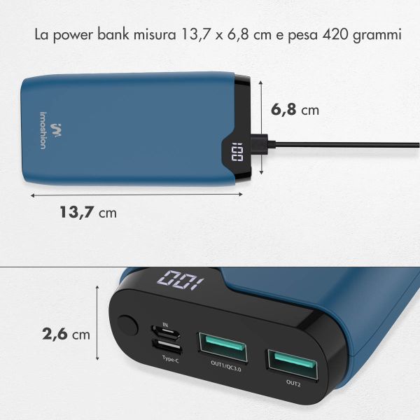 imoshion Powerbank - 20.000 mAh - Quick Charge e Power Delivery - Blu