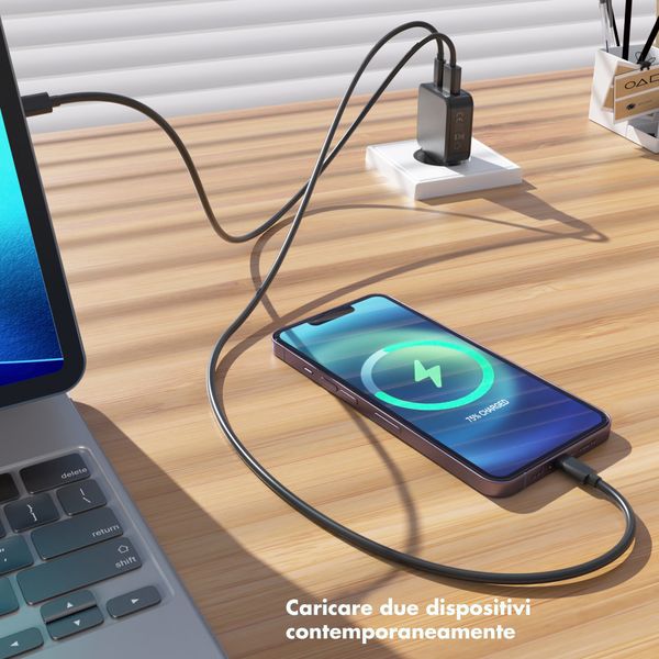 Accezz Caricabatterie GaN Ultra Slim - USB-C + USB-A - 30 W - Nero