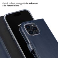 Selencia Cover a libro in vera pelle Apple iPhone 16 Pro - Blu