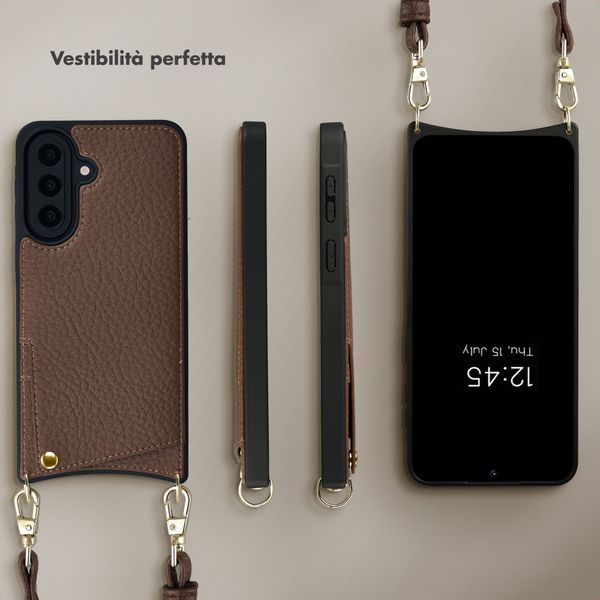 Selencia Cover per telefono Nova con cordino e portacarte Samsung Galaxy A57 (5G) - Mocha Brown