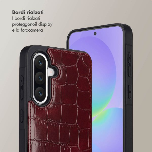 Selencia Cover per telefono Nova Croco con cordino e portacarte Samsung Galaxy A36 - Burgundy