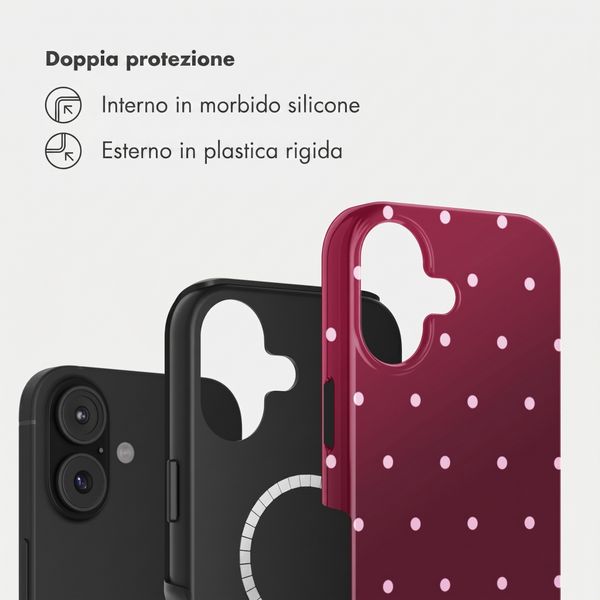 Selencia Cover posteriore Vivid con MagSafe Apple iPhone 17 - Happy Dots Burgundy