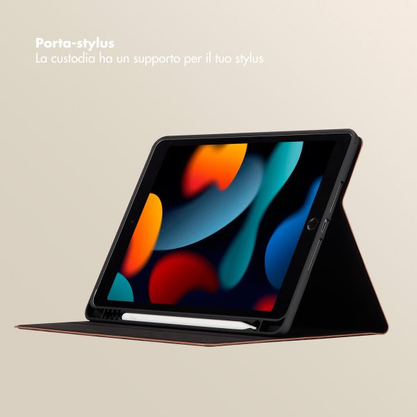Selencia Libreria Sabi con stampa leopardata Apple iPad 9 (2021) 10.2 pollici / iPad 8 (2020) 10.2 pollici / iPad 7 (2019) 10.2 pollici - Mocha Brown