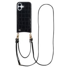 Selencia Cover per telefono Nova Croco con cordino e portacarte Apple iPhone 17 - Nero