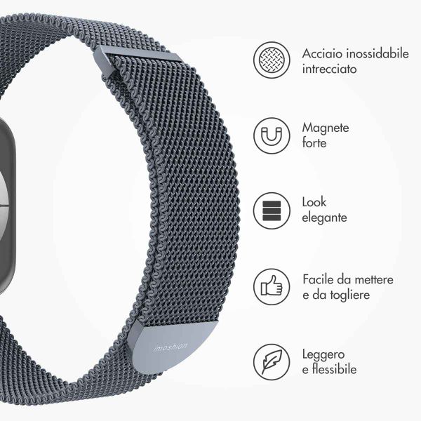 imoshion Cinturino milanese magnetico Apple Watch | 38/40/41/42 mm - Taglia M - Grigio scuro