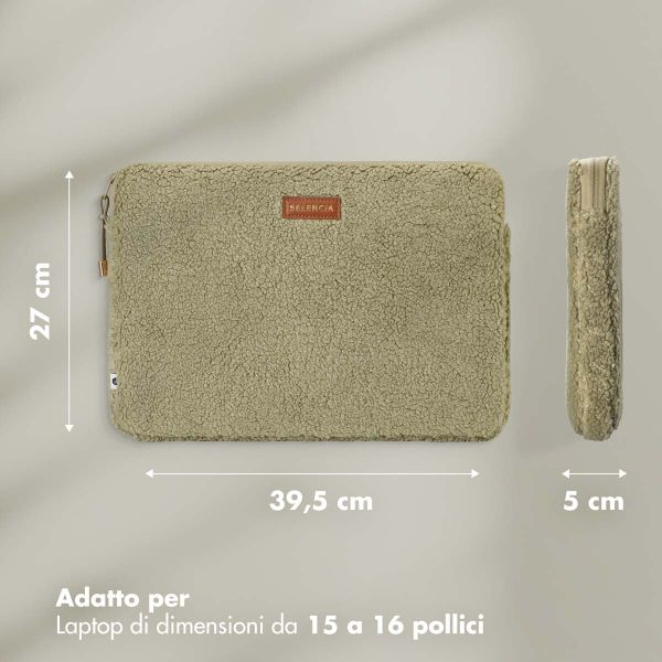 Selencia Cover Teddy per laptop 15-16 pollici - Laptopsleeve - Sage Green