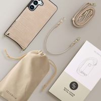 Selencia Cover per telefono Nova Croco con cordino e portacarte Samsung Galaxy S25 - Beige