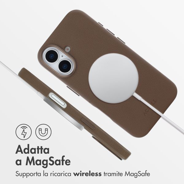 Accezz Cover in Pelle con MagSafe Apple iPhone 16 - Marrone caffè