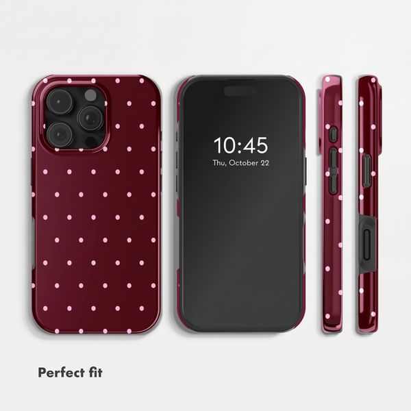 Selencia Vivid Backcover met MagSafe Apple iPhone 16 Pro Max - Happy Dots Burgundy