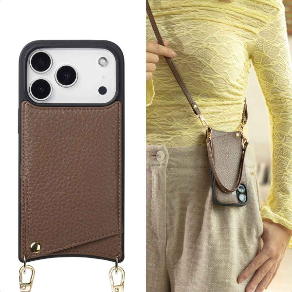 Selencia Cover per telefono Nova con cordino e portacarte Apple iPhone 17 Pro Max - Mocha Brown