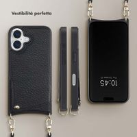 Selencia Cover per telefono Nova con cordino e portacarte Apple iPhone 16 - Nero