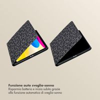 Selencia Libreria Sabi con stampa leopardata Apple iPad 11 (2025) 11 pollici A16 / iPad 10 (2022) 10.9 pollici - Midnight Black