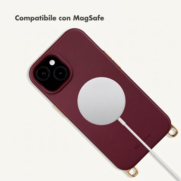 Selencia Cover posteriore Rivièra con MagSafe con ganci rimovibili Apple iPhone 14 / 13 - Bold Burgundy