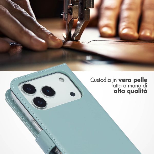 Selencia Cover a libro in vera pelle Apple iPhone 17 Pro - Air Blue