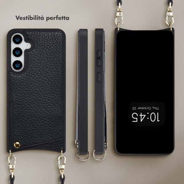 Selencia Cover per telefono Nova con cordino e portacarte Samsung Galaxy S24 Plus / S25 Plus - Nero