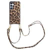 Selencia Cover per telefono Nova con cordino e portacarte Samsung Galaxy S25 - Leopard