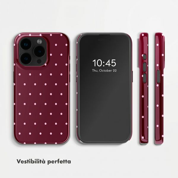 Selencia Cover Posteriore Vivid Apple iPhone 15 Pro - Happy Dots Burgundy