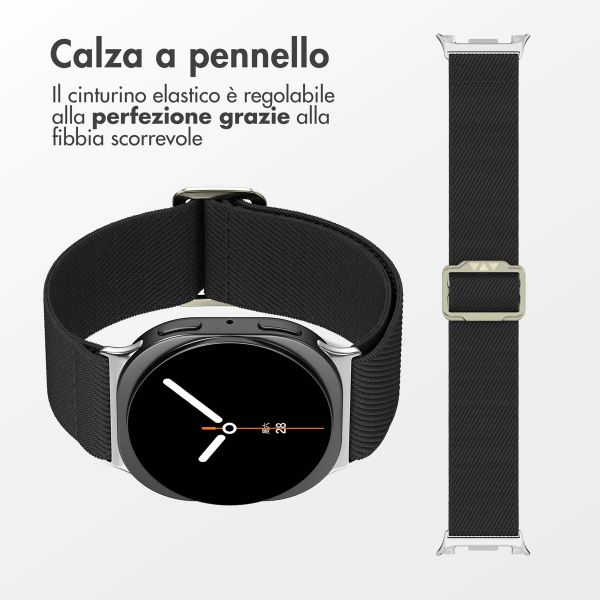 imoshion Cinturino in nylon elastico Samsung Galaxy Watch 9 (40/44mm) / Watch 8 (40/44mm) / Classic (46mm) - Nero
