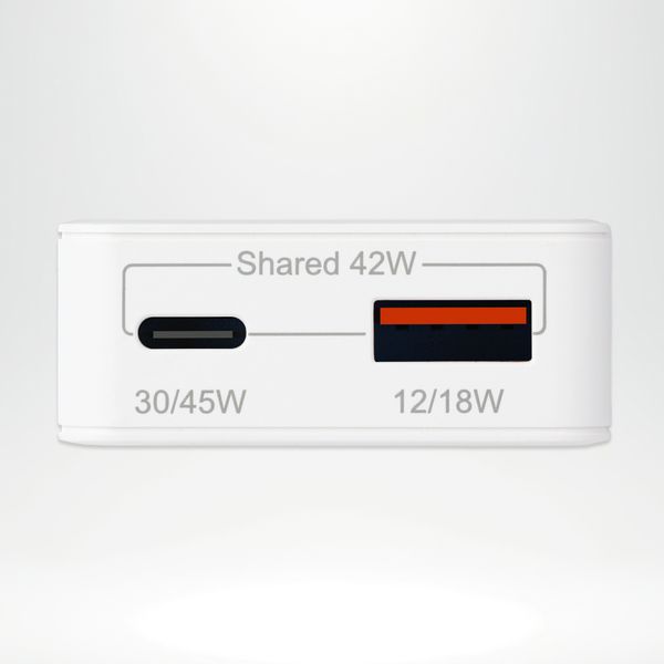 Accezz Caricabatterie GaN Ultra Slim - USB-C + USB-A - 45 W - Bianco