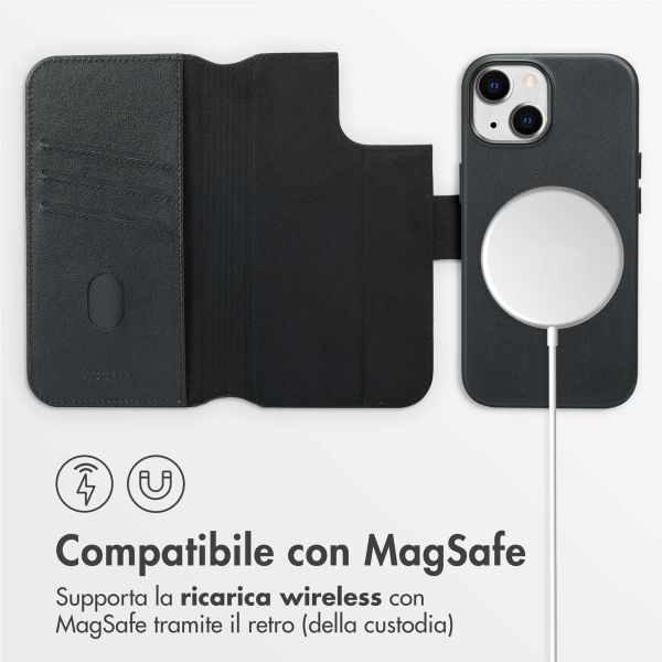 Accezz Cover in pelle 2 in 1 con MagSafe Apple iPhone 15 - Onyx Black