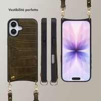 Selencia Cover per telefono Nova Croco con cordino e portacarte Apple iPhone 17 - Dark Olive