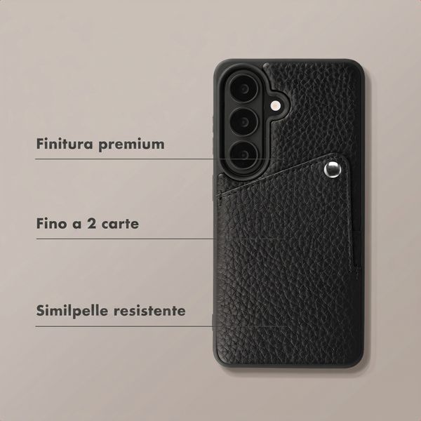 Selencia Cover posteriore Riva con portacarte Samsung Galaxy S26 - Nero