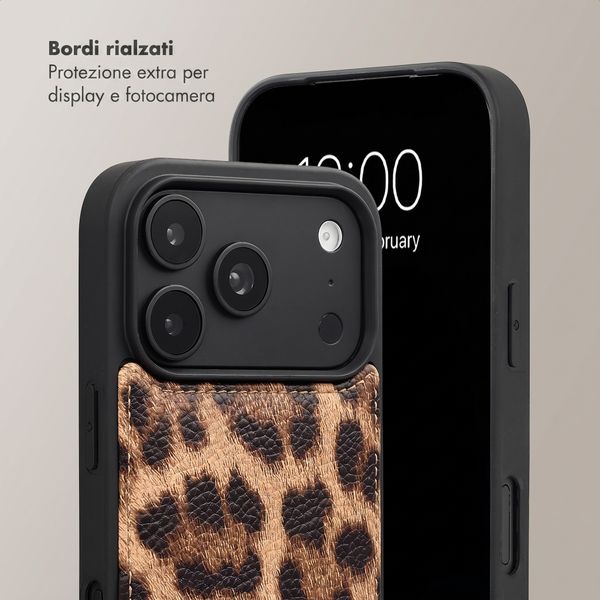 Selencia Cover per telefono Nova con cordino e portacarte Apple iPhone 18 Pro Max / 17 Pro Max - Leopard