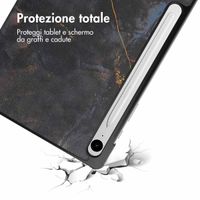 imoshion Cover Trifold Design Samsung Galaxy Tab S9 11.0 pollici / S10 Lite / S10 FE / S9 FE 10.9 pollici - Black Marble