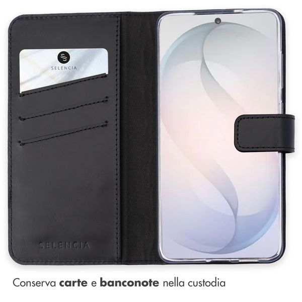 Selencia Cover a libro in vera pelle Samsung Galaxy S26 - Nero