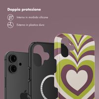 Selencia Cover posteriore Vivid con MagSafe Apple iPhone 16 - Double Hearts Plum Fern