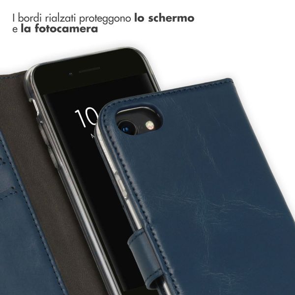 Selencia Cover a libro in vera pelle Apple iPhone SE (2022 / 2020) / 8 / 7 / 6(s) - Blu