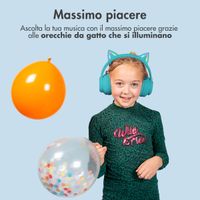 imoshion Cuffie wireless per bambini LED Light Cat Ear - Limitatore di decibel - Con cavo AUX - Azzurro