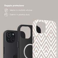Selencia Cover posteriore Vivid con MagSafe Apple iPhone 15 - Beige Zigzag