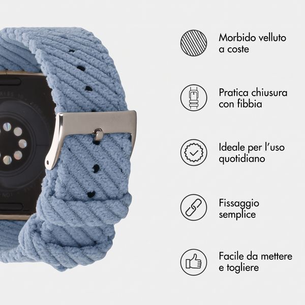 imoshion Cinturino in velluto a coste Apple Watch | 38/40/41/42 mm - Azzurro