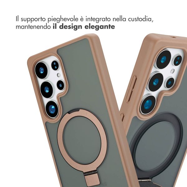 Accezz Cover con anello e supporto con MagSafe Samsung Galaxy S25 Ultra - Marrone