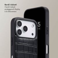 Selencia Cover per telefono Nova Croco con cordino e portacarte Apple iPhone 17 Pro - Nero