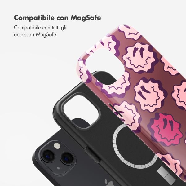 Selencia Cover posteriore Vivid con MagSafe Apple iPhone 13 - Wavy Smiley Pink