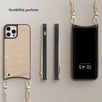 Selencia Cover per telefono Nova Croco con cordino e portacarte Apple iPhone 12 (Pro) - Beige