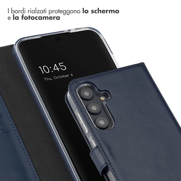 Selencia Cover a libro in vera pelle Samsung Galaxy S24 FE - Blu