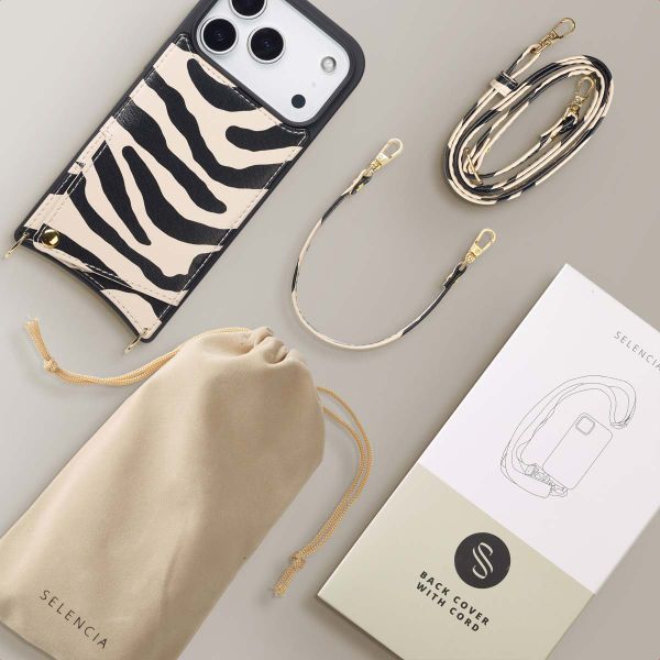 Selencia Cover per telefono Nova con cordino e portacarte Apple iPhone 17 Pro - Zazzy Zebra