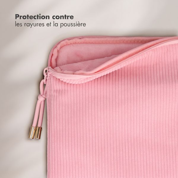 Selencia Cover per laptop in velluto a coste 13-14 pollici - Sleeve per laptop - Soft Blush