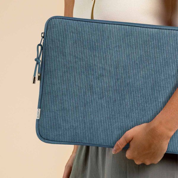 Selencia Cover per laptop in velluto a coste 15-16 pollici - Sleeve per laptop - Slate Blue