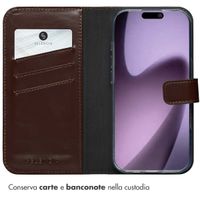Selencia Cover a libro in vera pelle Apple iPhone 17 - Marrone