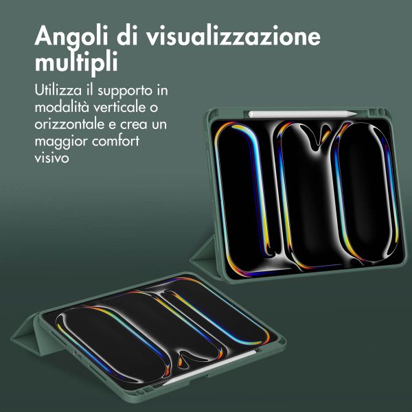 Accezz Cover a libro in silicone Smart Apple iPad Pro 11 (2025) M5 / (2024) M4 - Verde scuro
