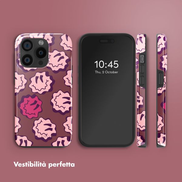 Selencia Cover posteriore Vivid con MagSafe Apple iPhone 15 Pro - Wavy Smiley Pink