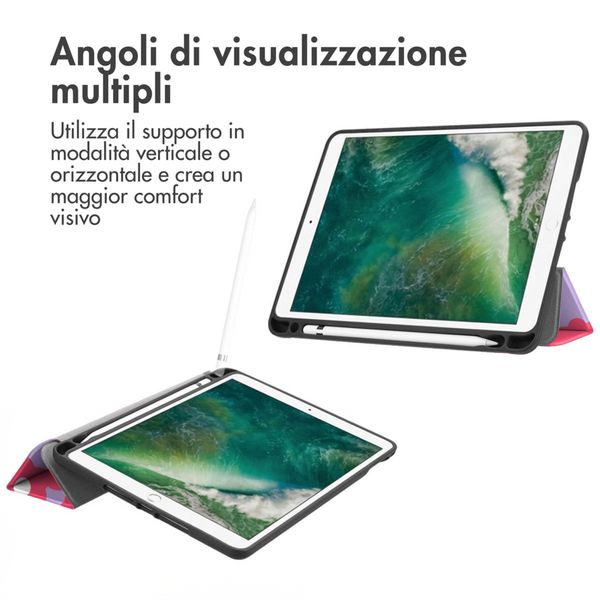 imoshion Cover Trifold Design Apple iPad 6 (2018) 9.7 pollici / iPad 5 (2017) 9.7 pollici / Air 2 (2014)/Air 1 (2013) - Dusty Rose Blossom