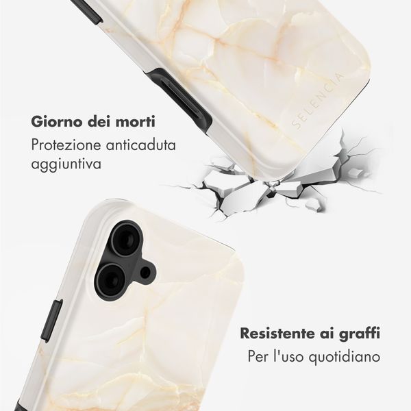 Selencia Cover posteriore Vivid con MagSafe Apple iPhone 16 - Golden Beige Marble