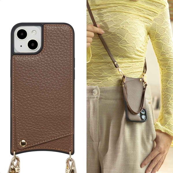 Selencia Cover per telefono Nova con cordino e portacarte Apple iPhone 14 / 13 - Mocha Brown
