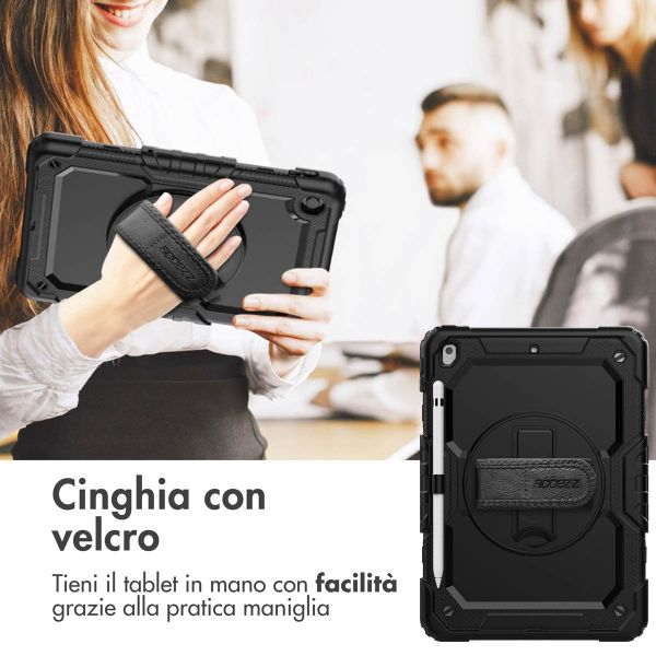 Accezz Cover Posteriore Resistente con tracolla Apple iPad 9 (2021) 10.2 pollici / iPad 8 (2020) 10.2 pollici / iPad 7 (2019) 10.2 pollici - Nero