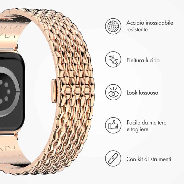Selencia Cinturino Drago in acciaio Apple Watch | 38/40/41/42 mm - Oro rosa